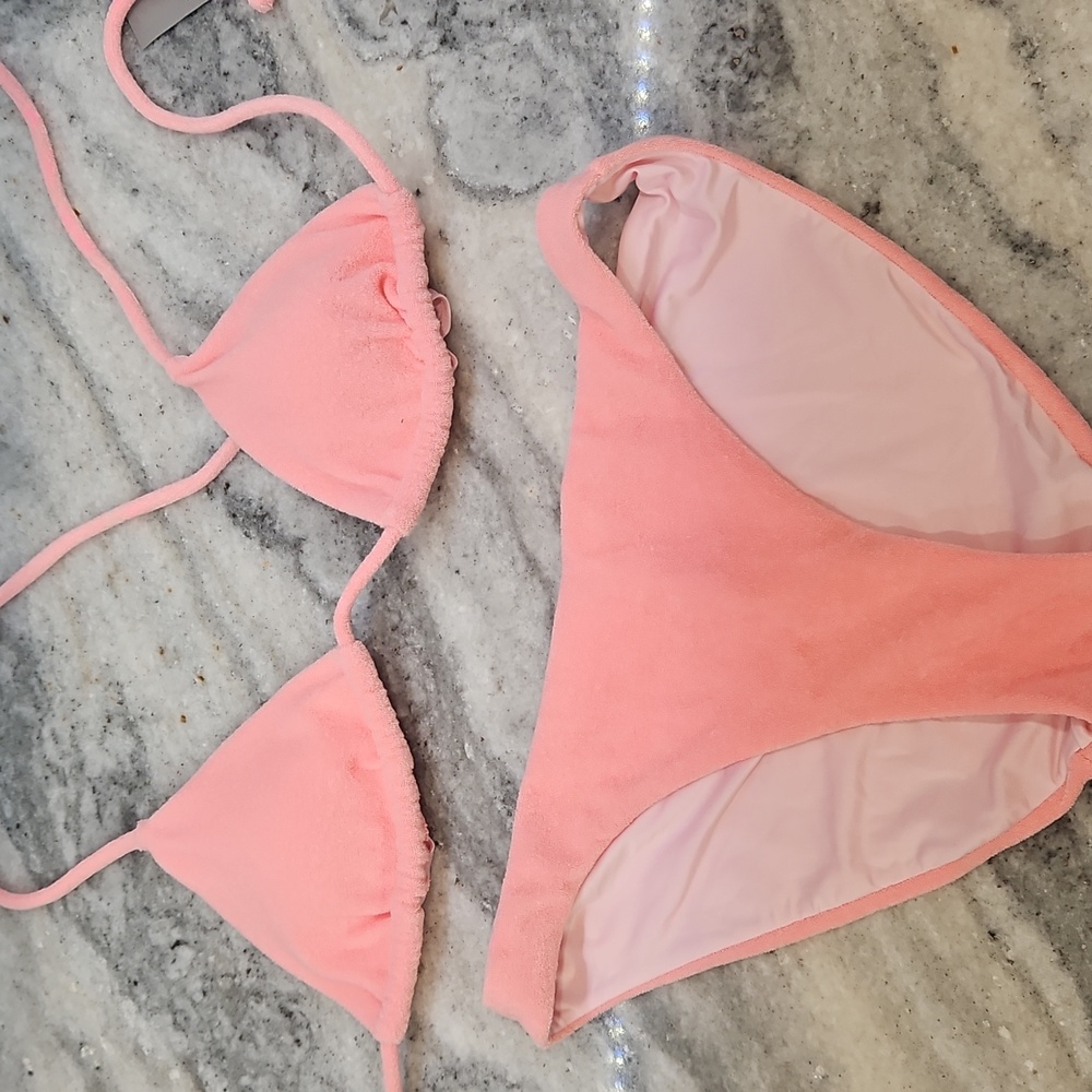 Peach Terry Cloth Victoria Secret Bikini Set Mediu.